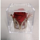 Corona di strass con rosa eterna e scatolina plexi 6x6x6