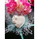 Cuore con rose e scritta "love forever " in gesso ceramico profumato